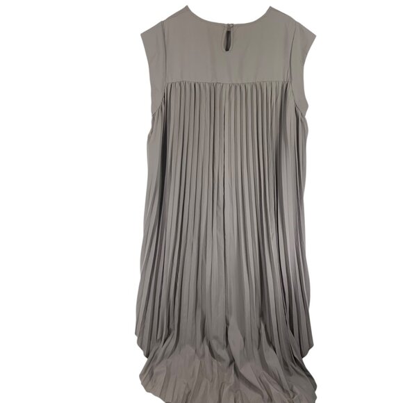 plus size Elegant Gray Pleated gray taupe Dress SIZE 3XL OVVABABY - Picture 2 of 13
